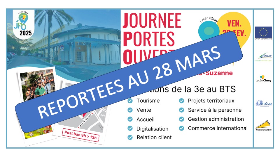 JPO 2024 : Le 28 Février reportées au 28 Mars JPO 2024 : Le 28 Février reportées au 28 Mars