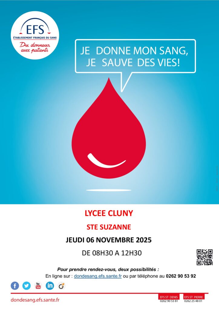 Don du sang au Lycée le 6 Novembre Don du sang au Lycée le 6 Novembre