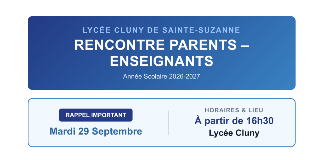 Rencontre Parents/Profs Mardi 29 Septembre 16H30